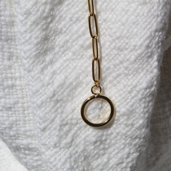 Gold Paper Clip and Pearl OT Toggle Bracelet - Picture 7 of 8